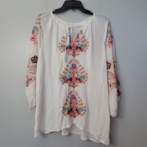Farmer Market Embroidered Tie-Up Tunic